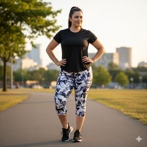 Avia XXXL Crop Leggings Purple Camo Print Athletic Workout Plus Size 22 NWT